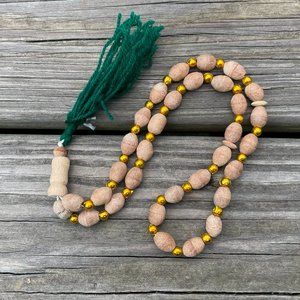 Pray Beads Real Wood Tan/Gold Tone Islamic Tasbeeh